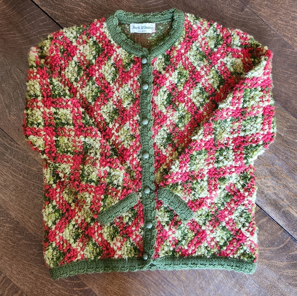 Vintage Wool Cardigan Sweater Jack Winter 70s Colors